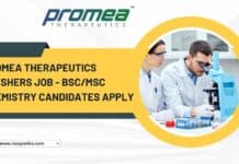 Promea Therapeutics Freshers Job - BSc/MSc Chemistry Candidates Apply