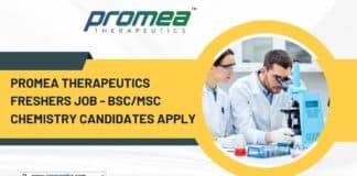 Promea Therapeutics Freshers Job - BSc/MSc Chemistry Candidates Apply