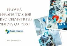 Promea Therapeutics Job - BSc Chemistry/B Pharma QA Post