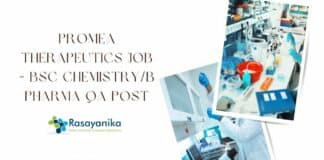 Promea Therapeutics Job - BSc Chemistry/B Pharma QA Post