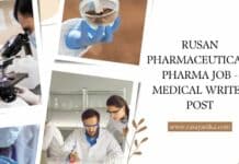 Rusan Pharmaceuticals Pharma Job - Medical Writer Post