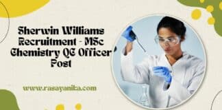 Sherwin Williams Recruitment - MSc Chemistry QC Officer Post