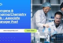 Syngene B Pharma/Chemistry Job - Associate Manager Post