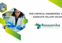 TERI Chemical Engineering Job - Associate Fellow Vacancy