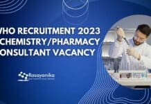 WHO recruitment 2023 - Chemistry/Pharmacy Consultant Vacancy