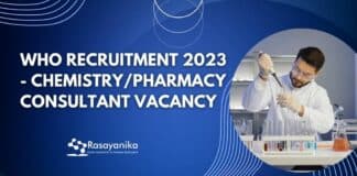 WHO recruitment 2023 - Chemistry/Pharmacy Consultant Vacancy