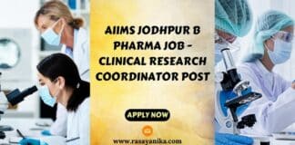 AIIMS Jodhpur B Pharma Job - Clinical Research Coordinator Post
