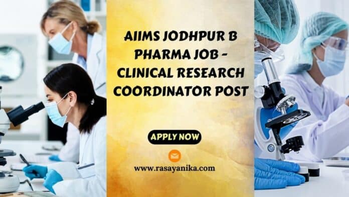 AIIMS Jodhpur B Pharma Job - Clinical Research Coordinator Post