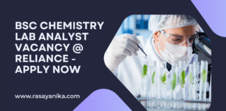 BSc Chemistry Lab Analyst Vacancy @ Reliance - Apply Now