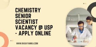 Chemistry Senior Scientist Vacancy @ USP - Apply Online