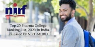 Top 25 Pharma College Ranking List 2022 In India By NIRF-MHRD