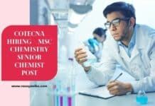 Cotecna Hiring - MSc Chemistry Senior Chemist Post