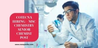 Cotecna Hiring - MSc Chemistry Senior Chemist Post