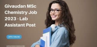 Givaudan MSc Chemistry Job 2023 - Lab Assistant Post