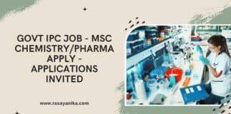 Govt IPC Job - MSc Chemistry/Pharma Apply - Applications Invited