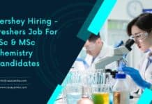 Hershey Hiring - Freshers Job For BSc & MSc Chemistry Candidates