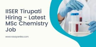 IISER Tirupati Hiring - Latest MSc Chemistry Job