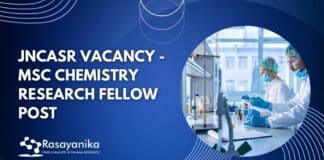 JNCASR Vacancy - MSc Chemistry Research Fellow Post