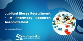 Jubilant Biosys Recruitment - M Pharmacy Research Associate Post