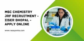 MSc Chemistry JRF Recruitment - IISER Bhopal - Apply Online