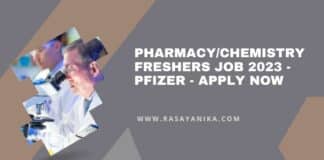 Pharmacy/Chemistry Freshers Job 2023 - Pfizer - Apply Now