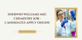 Sherwin Williams MSc Chemistry Job - Candidates Apply Online