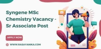 Syngene MSc Chemistry Vacancy - Sr Associate Post