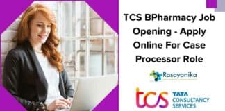 TCS BPharmacy Job Opening