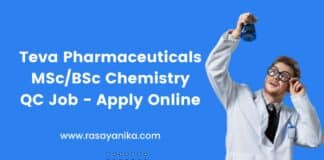 Teva Pharmaceuticals MSc/BSc Chemistry QC Job - Apply Online