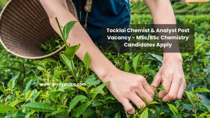 Tocklai Chemist & Analyst Post Vacancy - MSc/BSc Chemistry Candidates Apply