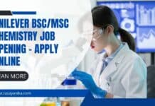 Unilever BSc/MSc Chemistry Job Opening - Apply Online