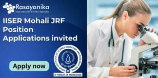 JRF available at IISER Mohali