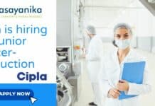 Junior Officer Role At Cipla