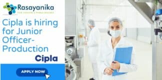 Junior Officer Role At Cipla
