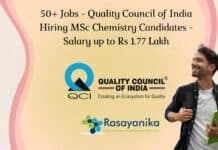 50+ Jobs - Quality Council of India Hiring MSc Chemistry Candidates - Salary up to Rs 1.77 Lakh