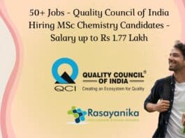 50+ Jobs - Quality Council of India Hiring MSc Chemistry Candidates - Salary up to Rs 1.77 Lakh