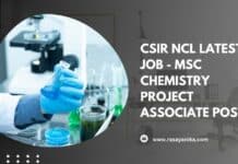 CSIR NCL Latest Job - MSc Chemistry Project Associate Post