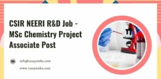CSIR NEERI R&D Job - MSc Chemistry Project Associate Post