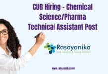 CUG Hiring - Chemical Science/Pharma Technical Assistant Post