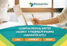 Cliantha Medical Writer Vacancy- B Pharma/m Pharma Candidates Apply