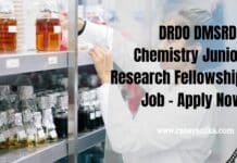 DRDO DMSRDE Chemistry Junior Research Fellowship Job - Apply Now