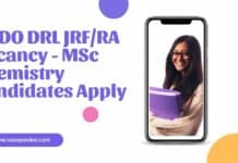 DRDO DRL JRF/RA Vacancy - MSc Chemistry Candidates Apply