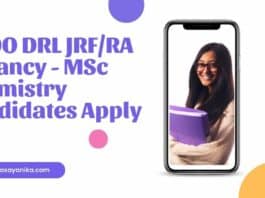 DRDO DRL JRF/RA Vacancy - MSc Chemistry Candidates Apply