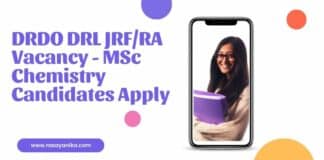 DRDO DRL JRF/RA Vacancy - MSc Chemistry Candidates Apply