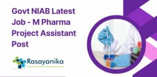 Govt NIAB Latest Job - M Pharma Project Assistant Post