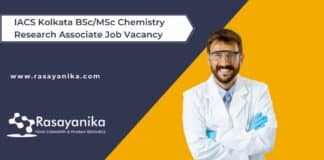 IACS Kolkata BSc/MSc Chemistry Research Associate Job Vacancy