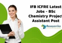 IFB ICFRE Latest Jobs - BSc Chemistry Project Assistant Post