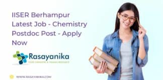 IISER Berhampur Latest Job - Chemistry Postdoc Post - Apply Now