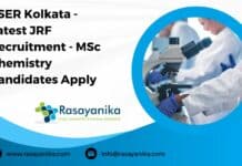 IISER Kolkata - Latest JRF Recruitment - MSc Chemistry Candidates Apply