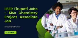 IISER Tirupati Jobs - MSc Chemistry Project Associate Job